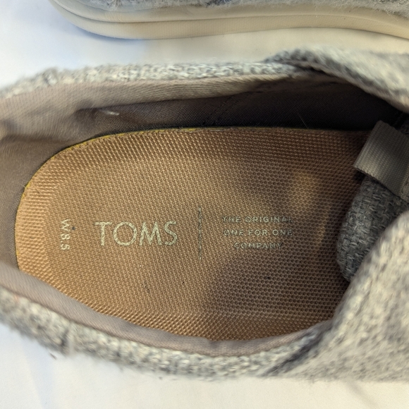 Toms Del Rey Light Heather Grey Wool Lace-up  Sneakers Size 8.5 - Picture 3 of 8